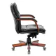 Кресло руководителя Бюрократ T-9927WALNUT-LOW/BL низкая спинка черный кожа крестовина дерево. Фото товара с разных ракурсов.