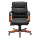 Кресло руководителя Бюрократ T-9927WALNUT-LOW/BL низкая спинка черный кожа крестовина дерево. Фото товара с разных ракурсов.